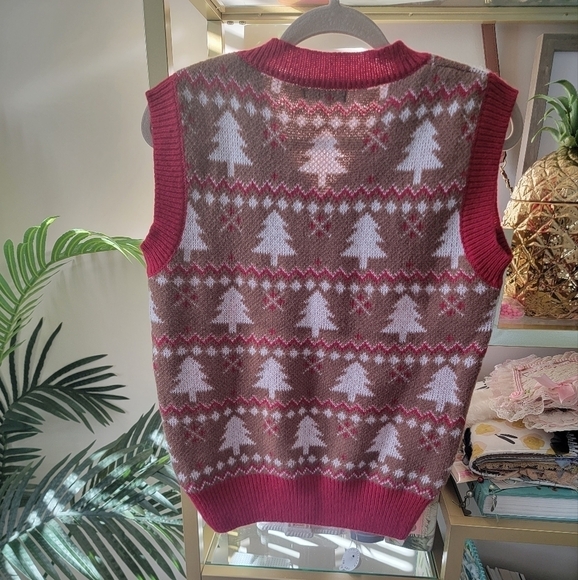 🎄 NWOT Ugly Christmas V-Neck Knit Sweater Vest - Women's Size Large 🎄 - Picture 4 of 7